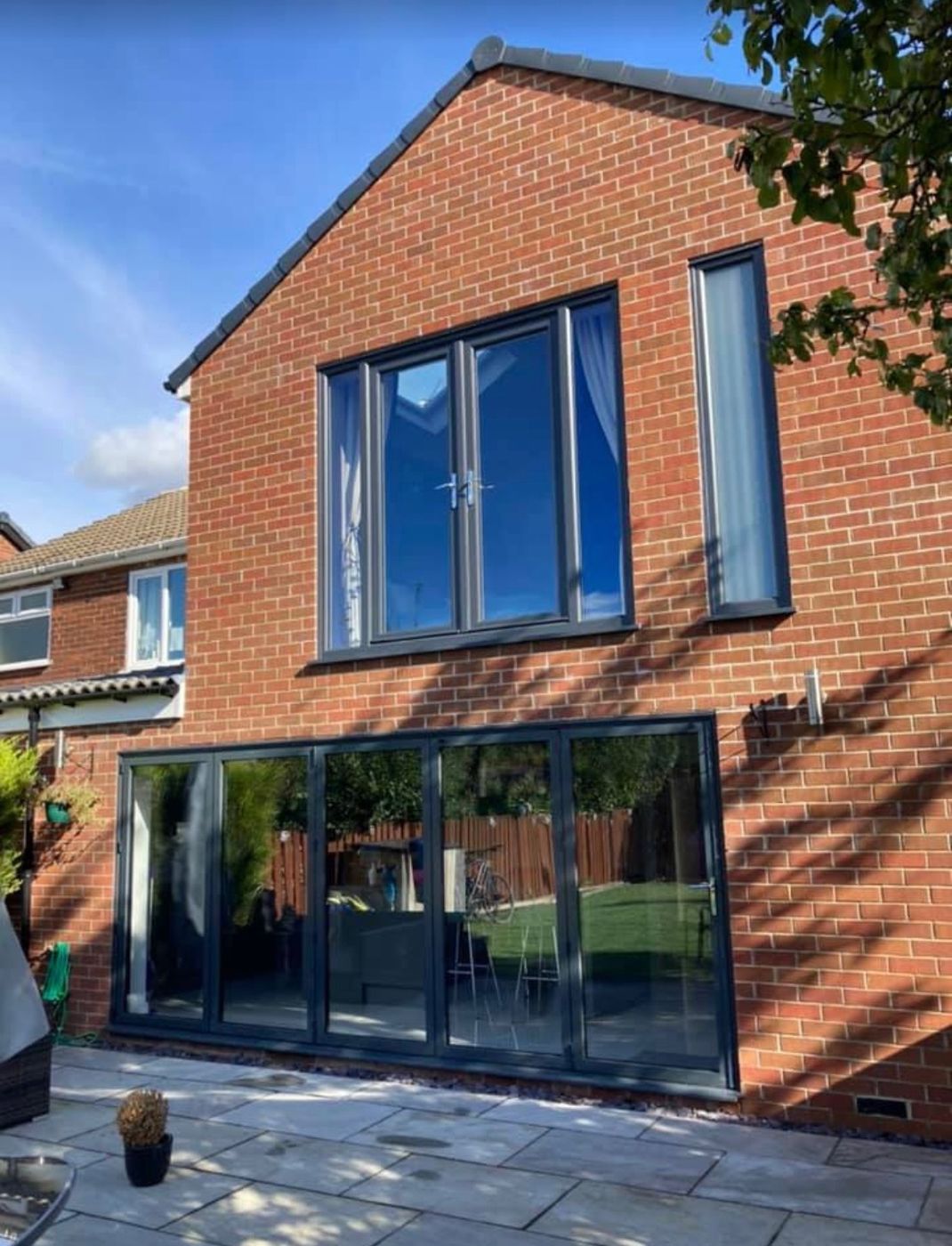 Brick rear extension with large glazed bifold doors